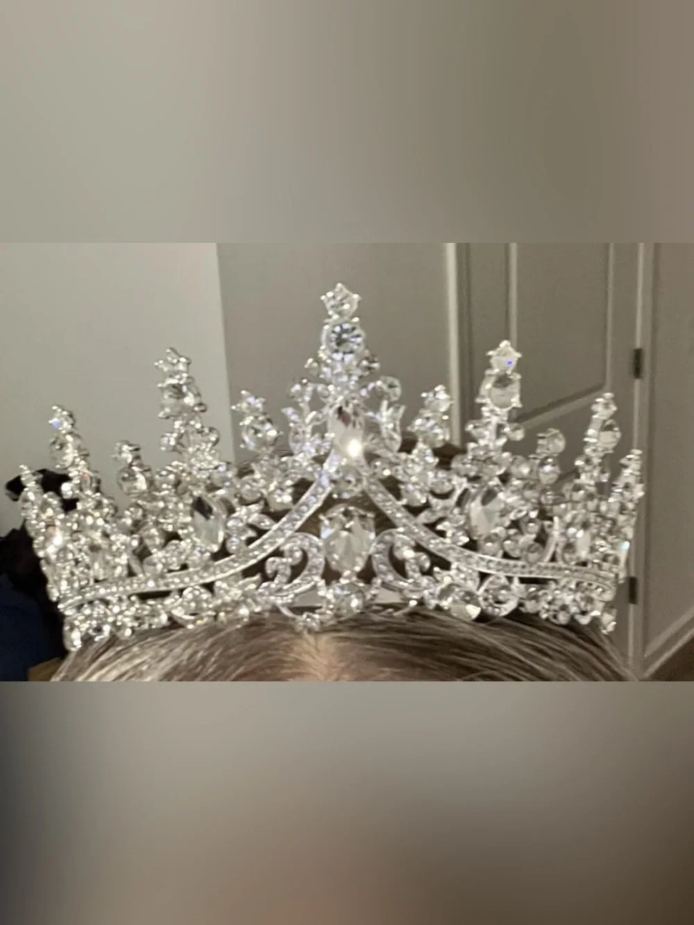 Silver Crystal Bridal Tiara - Sparkling Rhinestone Crown